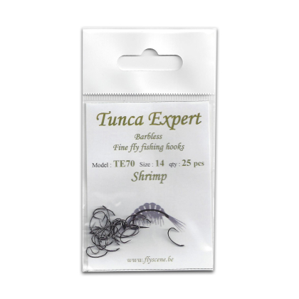 Tunca Expert Barbless Fly Hooks TE70 Shrimp size 8